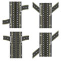Set of different road sections, interchanges transpot, bike paths, sidewalks and intersections.