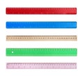 Set with different rulers with measuring length markings in centimeters on white background Royalty Free Stock Photo