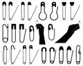 Set of different safety pins Royalty Free Stock Photo