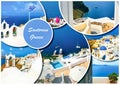 Set of different Santorini photos. Rest and traveling in Greece concept.