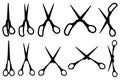 Set of different scissors isolated