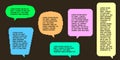 Set different shape pixel art multicolored speech bubble. Geometric texting dialogue boxes