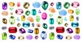 Set of different shiny gemstones for jeweler isolated on white