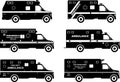 Set of different silhouettes ambulance cars