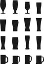 Set of different silhouettes beer glasses