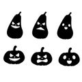 Set of different silhouettes character pumpkin Halloween. Vector illustration Royalty Free Stock Photo