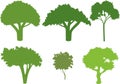 Set of different silhouettes of trees.