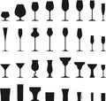 Set of different silhouettes wine glasses Royalty Free Stock Photo