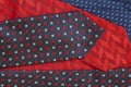 Set of different Silk neckties, stylish men accessories, neckties top view, flat lay. Concept of Fathers Day and