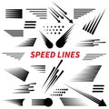 Set of different simple black vector speed line.