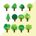 Set of different simple trees.