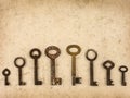 Set of different size antique keys Royalty Free Stock Photo
