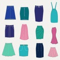 Set with different skirts. Royalty Free Stock Photo