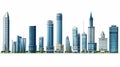 Set of different skyscraper buildings isolated on white Royalty Free Stock Photo