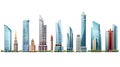 Set of different skyscraper buildings isolated on white Royalty Free Stock Photo
