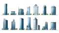 Set of different skyscraper buildings isolated on white Royalty Free Stock Photo