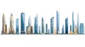 Set of different skyscraper buildings isolated on white Royalty Free Stock Photo