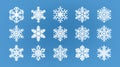 Set of different snowflakes. Winter, wintertime concept. Cartoon vector illustration