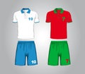 Set of different soccer uniform. Vector illustration.