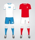 Set of different soccer uniform. Vector illustration.