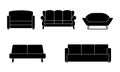 Set of different sofas icons. Collection soft furniture types. Beautiful design elements - classic, retro or modern