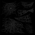 Set of different spiderwebs