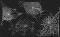 Set of different spiderwebs isolated on black, easy to print. Halloween set with web. Vector Illustration