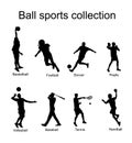 Set of different sport discipline players with ball vector silhouette