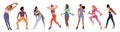 Set of different sportive young women exercising. Royalty Free Stock Photo