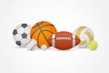 Set of different sports balls in a heap isolated on white background. Vector illustration. Royalty Free Stock Photo