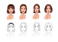 Set of different styles of bob hair