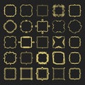 Set of different styles golden line emblems and frames design elements