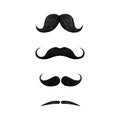Set of different styles of mustache isolated on white background.