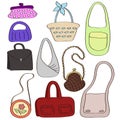 Set of different stylish bags.