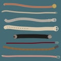 Set of different stylish belts.