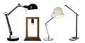 Set with different stylish table lamps on white background. Banner design Royalty Free Stock Photo