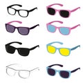 Set of different sun glasses. Royalty Free Stock Photo