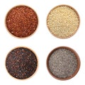 Set of different superfoods on background, top view Royalty Free Stock Photo