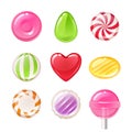 Set of different sweets. Assorted candies.