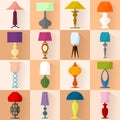 Set of different table lamps