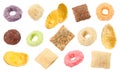 Set with different tasty breakfast cereals on white background Royalty Free Stock Photo