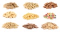 Set with different tasty breakfast cereals on white background Royalty Free Stock Photo