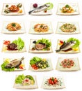 Set of different tasty dishes