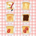 Set of different tasty toasts.