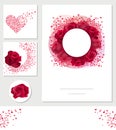 Set with different templates with beautiful red roses. Cards for your wedding design and advertisement