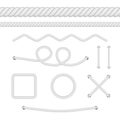 Set of different thickness ropes isolated on white. Vector illustration. Royalty Free Stock Photo