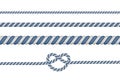 Set of different thickness ropes isolated on white. Vector illustration Royalty Free Stock Photo