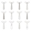 Set different ties. Black and white vector tie icon. Tie for man. Royalty Free Stock Photo