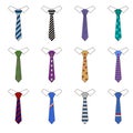 Set different ties. Colored vector tie icon. Tie for man. Royalty Free Stock Photo