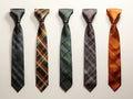 A set of different ties for a men suit. On a white background. AI Generated Royalty Free Stock Photo